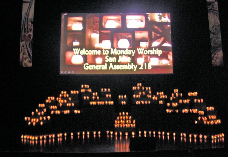 22 - Taize.jpg - Monday evening worship at the Civic Center followed a Taiz&eacute; theme.
